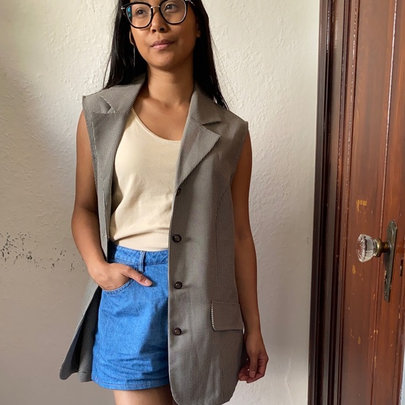 Vintage houndstooth button up blouse - Picture 3 of 4